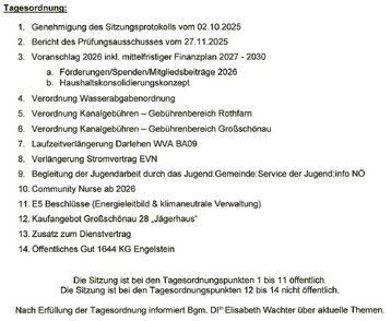 Tagesordnungspunkte 16.12.2025