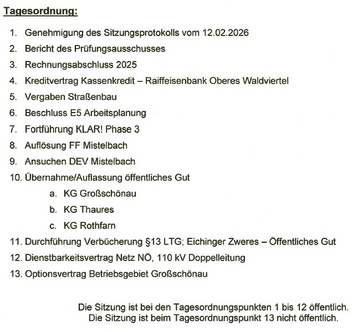 Tagesordnungspunkte 16.03.2026